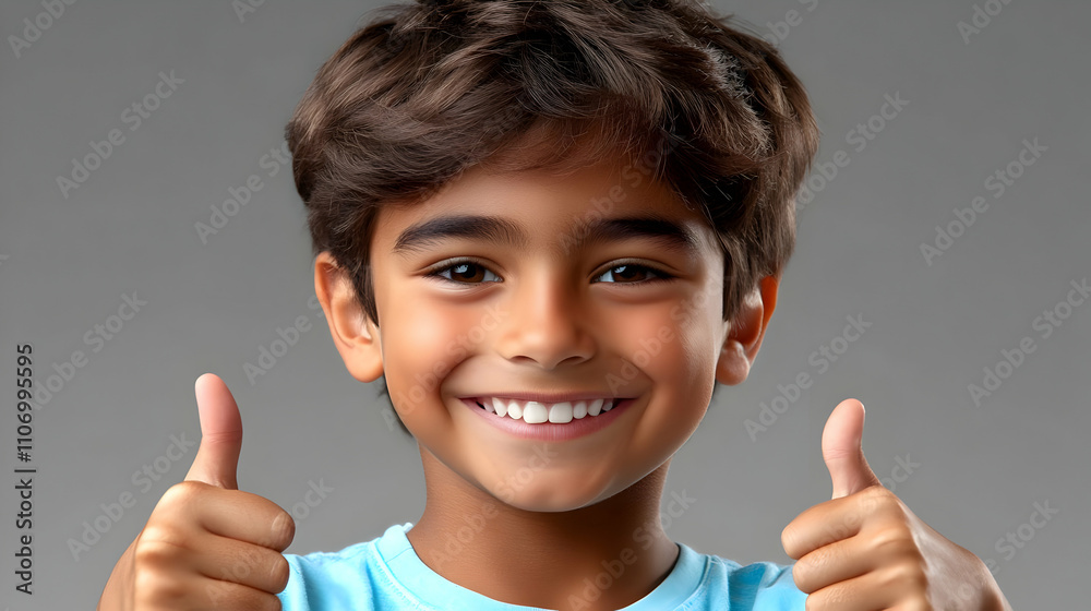 Child Shows Thumbs Up, Positive Emotion, Happy Kid Child Shows Thumbs Up, Positive Emotion, Happy Kid