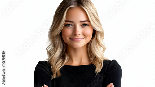 Woman with Blonde Hair Smil...