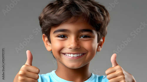 Child Shows Thumbs Up, Posi...