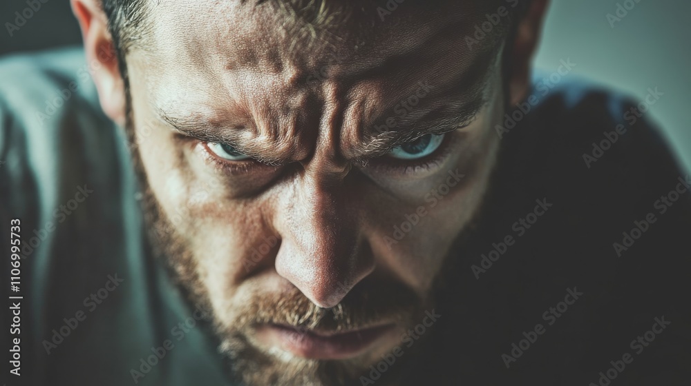 Man with a determined look, jaw clenched, focused on a goal Man with a determined look, jaw clenched, focused on a goal