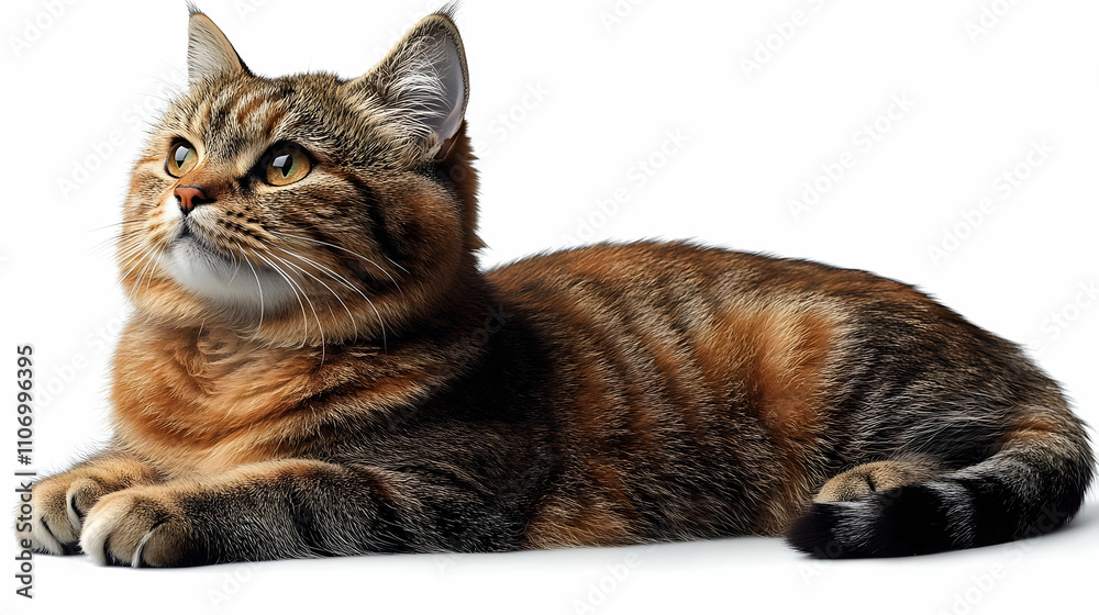 Fototapeta premium Adorable Tabby Cat Lying Down, Relaxing Pet