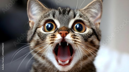 Astonished Cat's Wide-Eyed ...