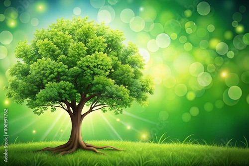 Lush Green Tree Background Illustration with Ample Copy Space for Text, Perfect for Nature-Themed Projects and Designs, Evoking Serenity and Freshness in Visual Content