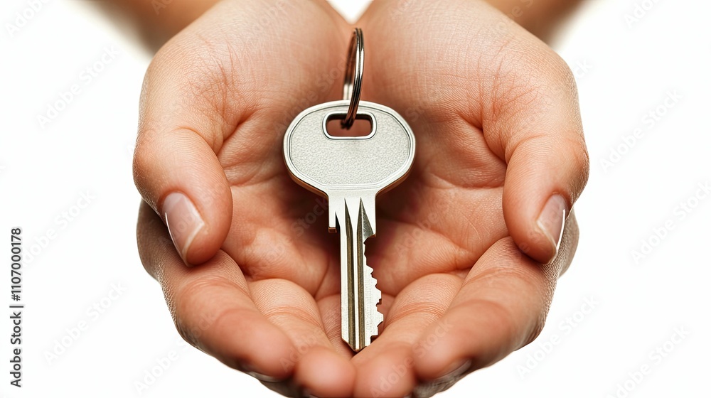 Two Hands Gently Holding A Single Key Two Hands Gently Holding A Single Key
