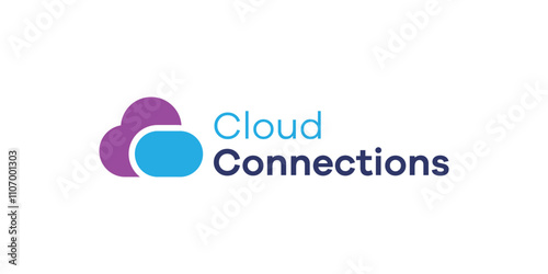Connection logo in cloud shape, simple cloud logo