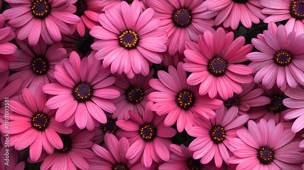 Stunning summer floral background featuring pink African daisies (Osteospermum) in full bloom under bright sunshine vibrant nature scene perfect for seasonal themes and garden designs Stunning summer floral background featuring pink African daisies (Osteospermum) in full bloom under bright sunshine vibrant nature scene perfect for seasonal themes and garden designs