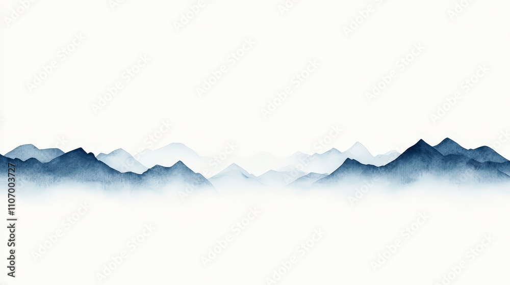 Serene Mountain Landscape with Soft Fog and Gentle Color Gradients Serene Mountain Landscape with Soft Fog and Gentle Color Gradients