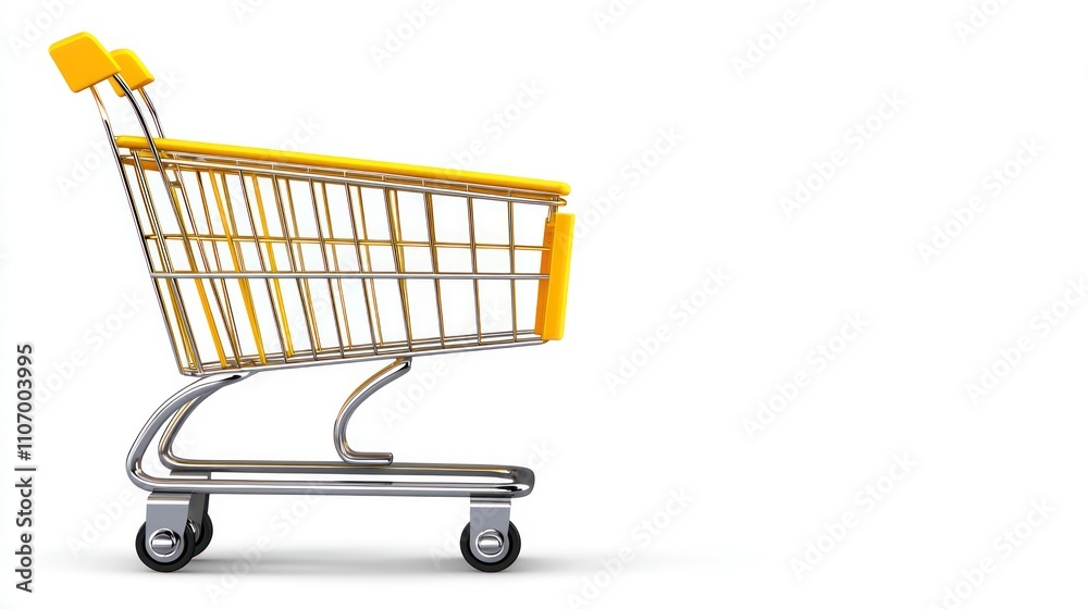Yellow Shopping Cart on a White Background Yellow Shopping Cart on a White Background