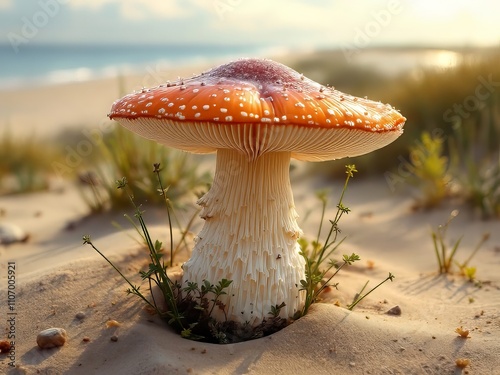 Aerial panorama of mushrooms at Illinois Beach State Park. photo