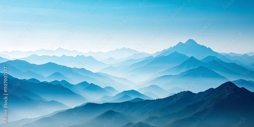 Serene Vista of Misty Blue Mountains Under a Clear Sky Serene Vista of Misty Blue Mountains Under a Clear Sky