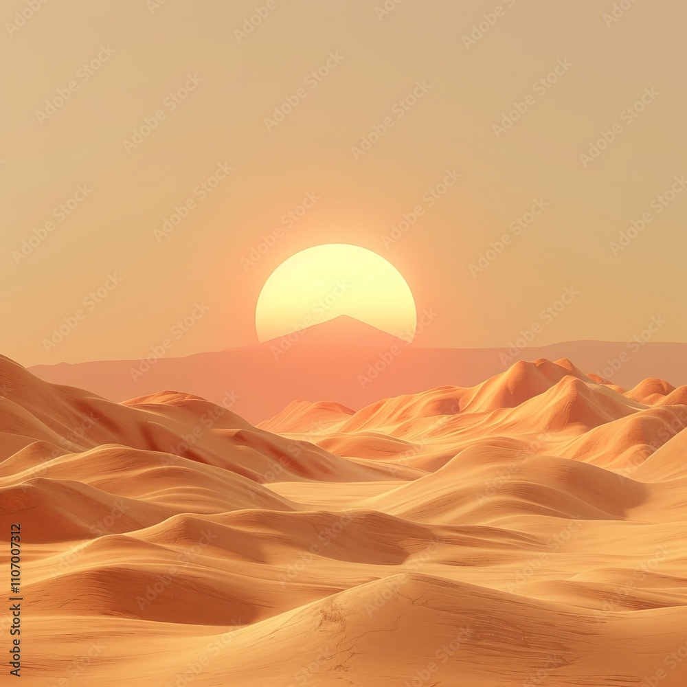 Stunning sunset over golden sand dunes in a serene desert landscape. Stunning sunset over golden sand dunes in a serene desert landscape.