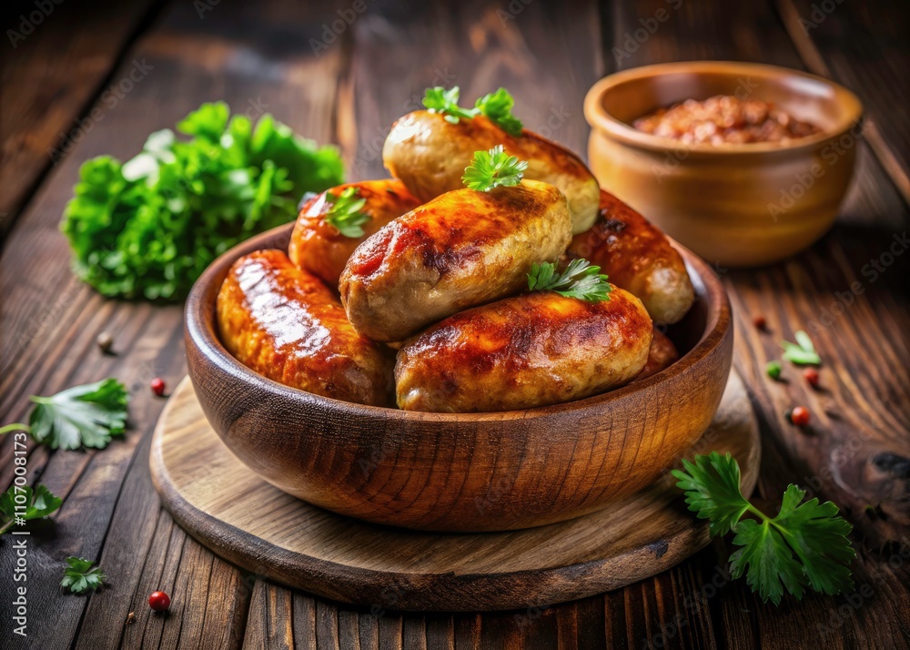 Polish Sausage Cutlets Long Exposure Photography - Rustic Bowl, Glistening Food, Delicious Recipe Polish Sausage Cutlets Long Exposure Photography - Rustic Bowl, Glistening Food, Delicious Recipe