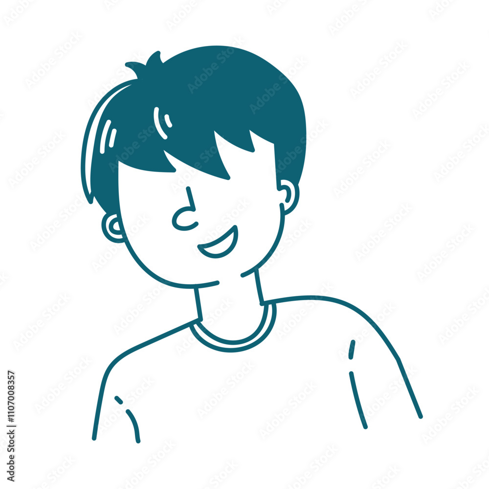 Smiling Guy Illustration: A friendly and cheerful blue-toned illustration of a young man with a wide smile. Perfect for representing positivity, happiness, and good vibes. Smiling Guy Illustration: A friendly and cheerful blue-toned illustration of a young man with a wide smile. Perfect for representing positivity, happiness, and good vibes.