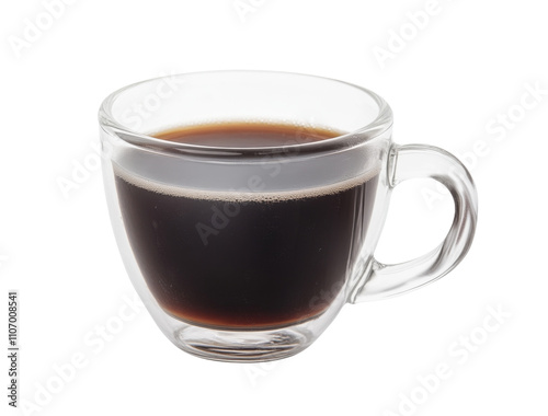 High-Quality PNG of Black coffee in glass cup Isolated on White Background – High Resolution