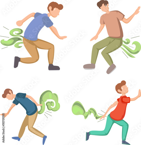 cartoon man having fart funny illustration, unable to hold