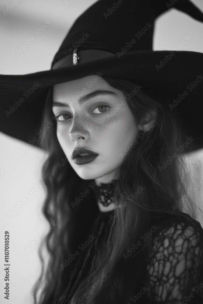 Woman in Black Hat and Dress Woman in Black Hat and Dress