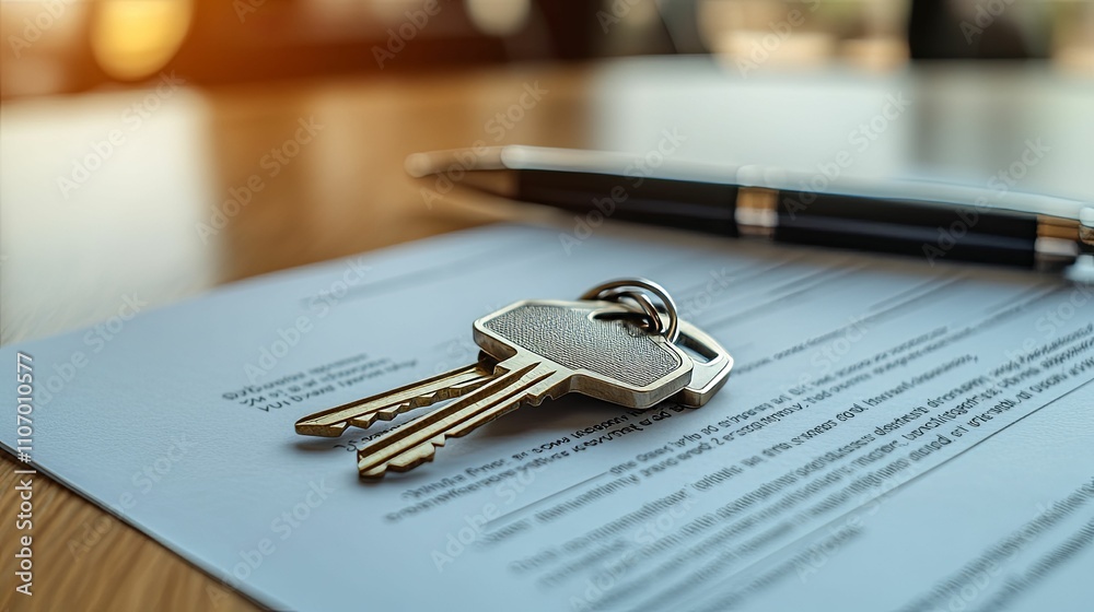 House Keys Resting On Important Legal Document