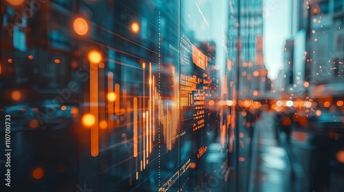 Urban Financial Data Display Showing Market Trends