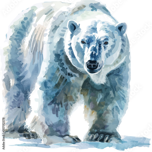 A watercolor painting of a Polar Bear, isolated on a white background. Polar Bear vector.