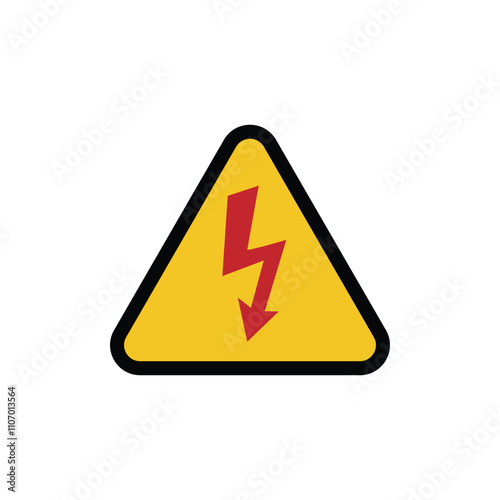 High voltage icon. high voltage warning sign on a yellow triangular board. danger vector symbol isolated on white background, web button.