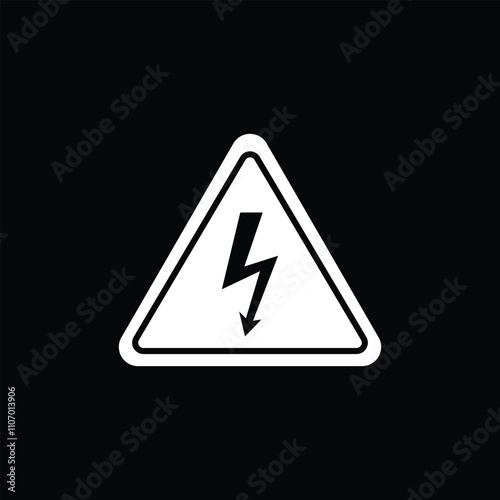 High voltage yellow triangle warning sign, symbol. Caution electric shock danger icon. Vector illustration.