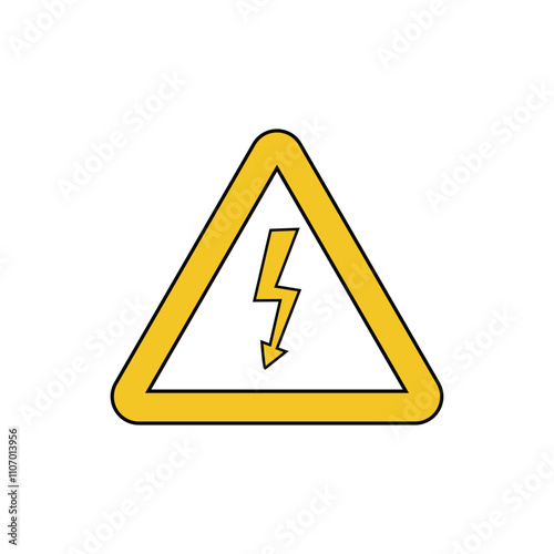 High voltage yellow triangle warning sign, symbol. Caution electric shock danger icon. Vector illustration.