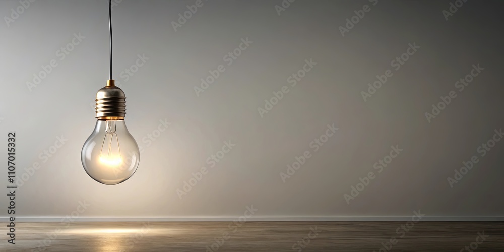 Illuminated Idea A Single Hanging Light Bulb in a Minimalist Room Setting Illuminated Idea A Single Hanging Light Bulb in a Minimalist Room Setting