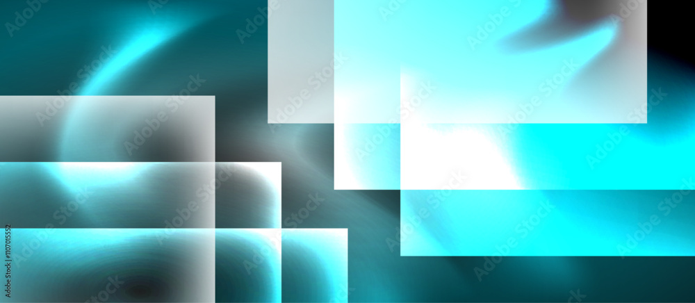 Obraz premium Dark neon colors with glass square shapes