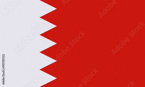 Bahrain national flag with traditional Arab heritage art motifs. Flat vector design.