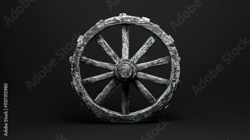 Rustic Wooden Wheel: Vintage Antique Wagon Cart Carriage Spoke photo