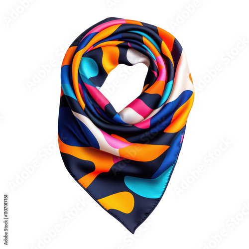 Colorful abstract patterned silk scarf