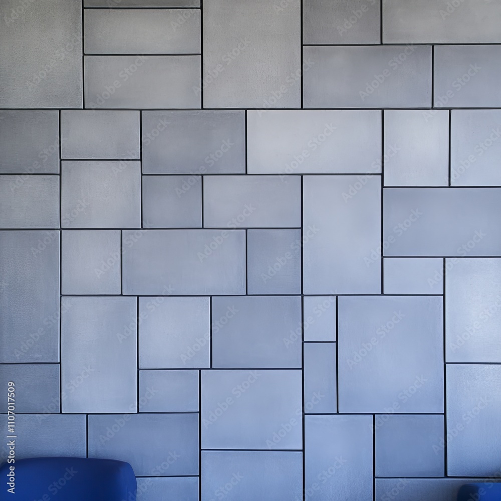 Abstract geometric tile wall pattern in gray and blue. Abstract geometric tile wall pattern in gray and blue.