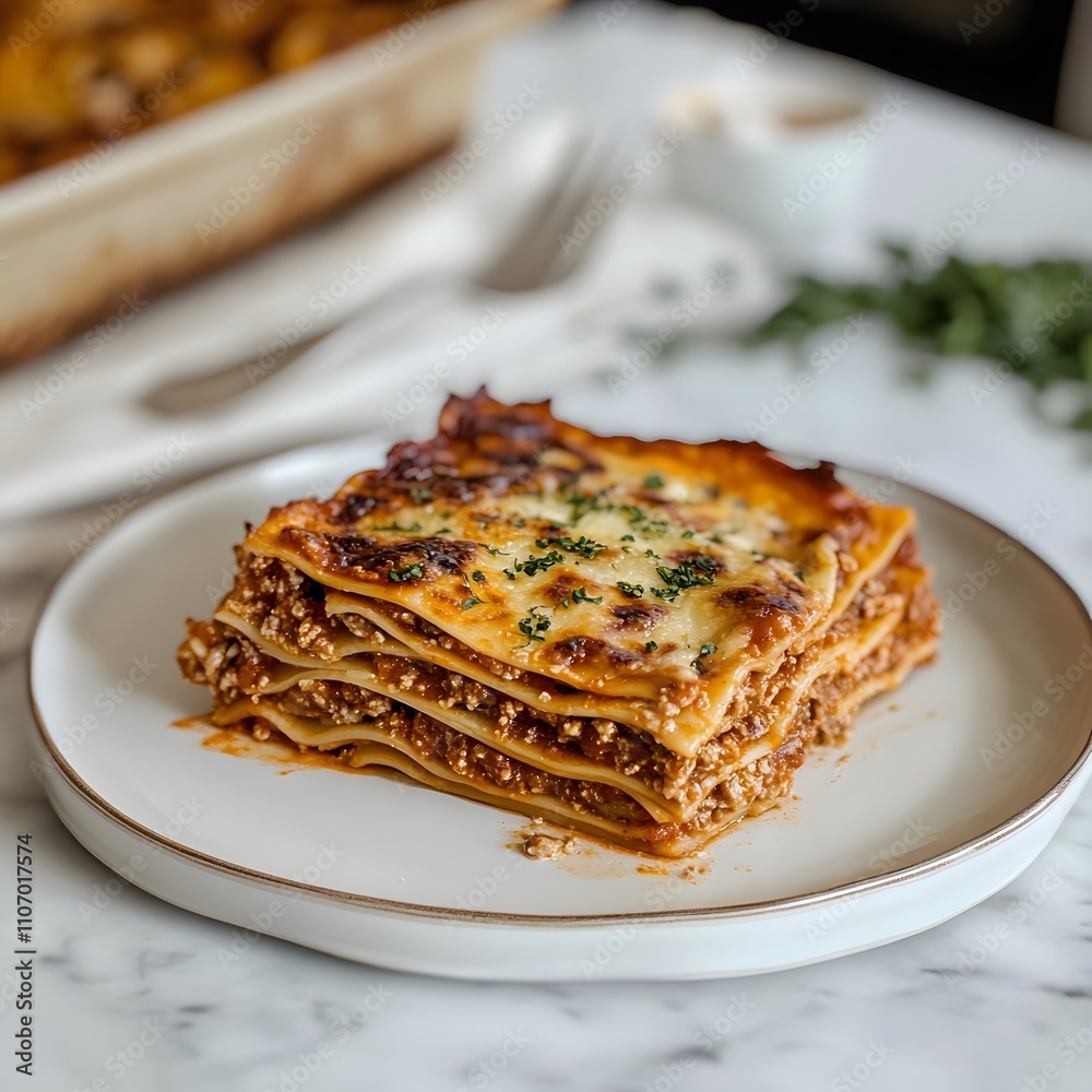 An open page of a cookbook with step-by-step instructions for a classic lasagna recipe.