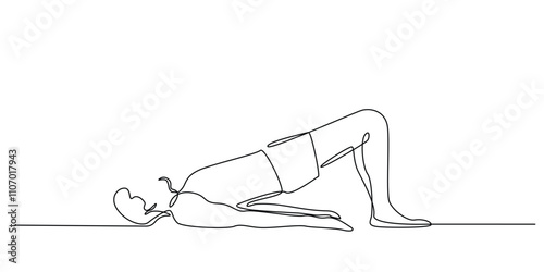 Arcontinuous line drawing of male Kegel exercises.one line drawing of man doing kegel exercises.simple single line vector illustration.isolated white background