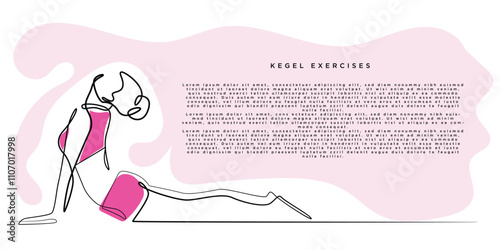 simple kegel exercise banner template.kegel exercise fitness background one line drawing.kegel exercise simple background