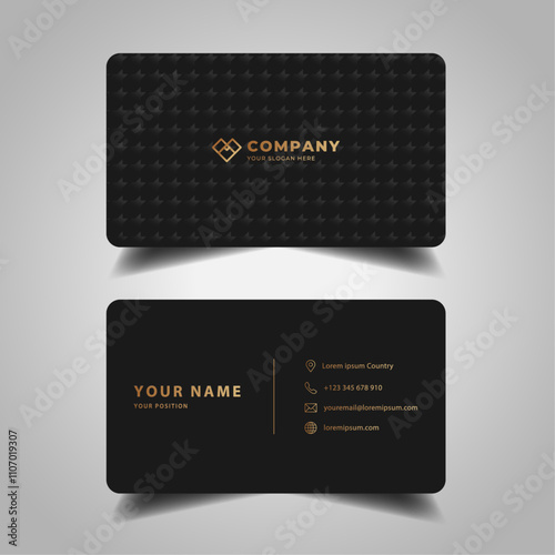 Luxury black business card with  geometric pattern.