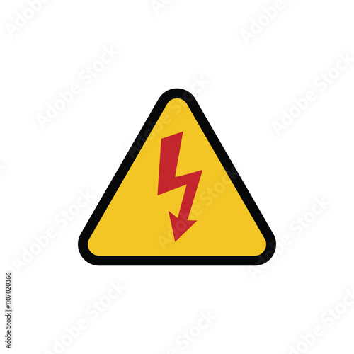High voltage icon. high voltage warning sign on a yellow triangular board. danger vector symbol isolated on white background, web button.