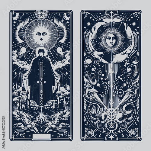 vintage-inspired priest ouija tarot card tattoo
