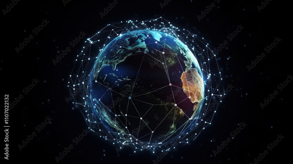 Obraz premium Global Network: A Digital Earth Visualization
