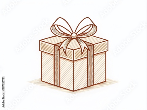 Minimalist Gift Box Illustration in Line Art Style for Creative Projects and Graphic Design Needs