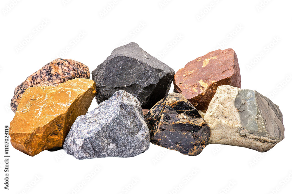A collection of rocks of various sizes and colors. on transparent background. A collection of rocks of various sizes and colors. on transparent background.