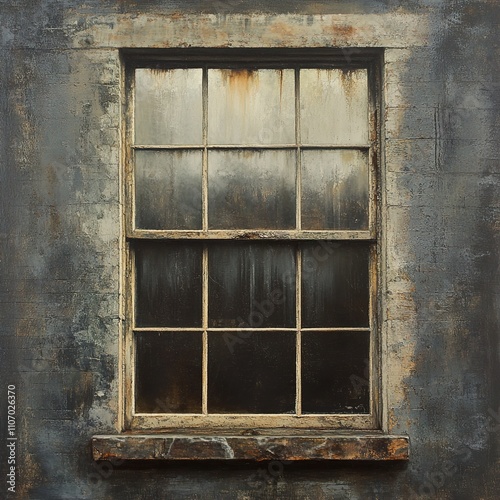 Vintage Weathered Window in Old Building: Architectural Photography photo