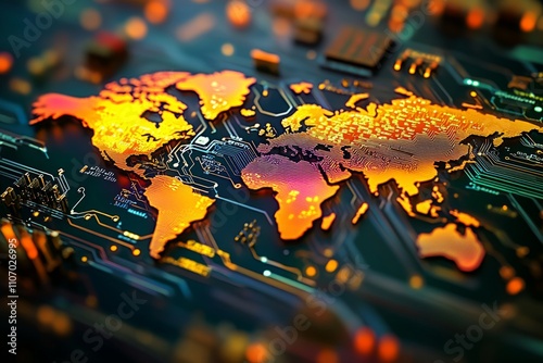 Highlighting Tech Conflict in Semiconductor Supply Chains and Geopolitics Through Integrated Circuits on Maps - Concept Technology photo