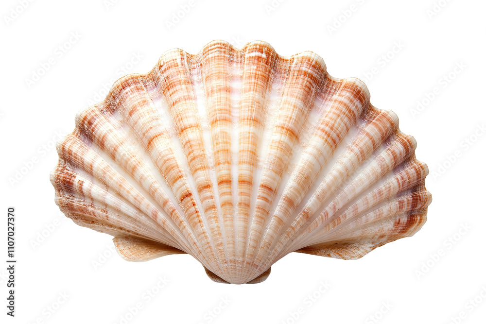 A large shell with a white center and brown edges. on transparent background. A large shell with a white center and brown edges. on transparent background.