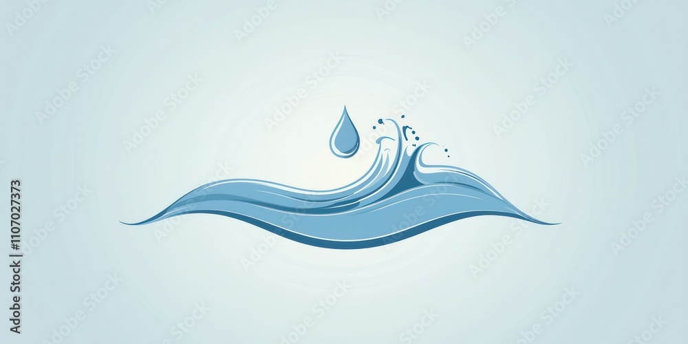 A minimalist water icon design featuring a drop and wave, suitable for environmental awareness campaigns. A minimalist water icon design featuring a drop and wave, suitable for environmental awareness campaigns.