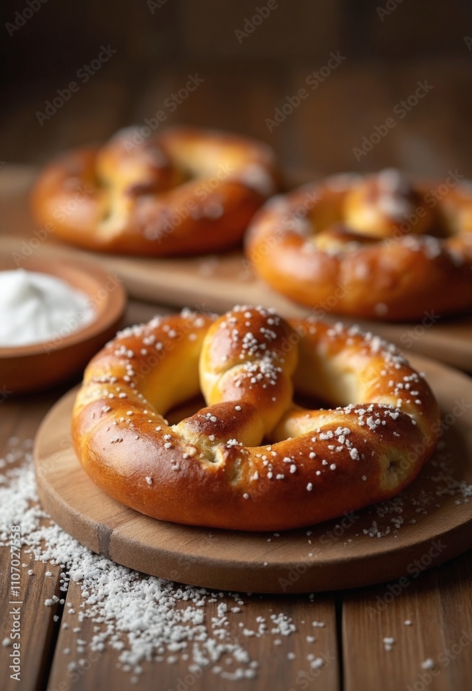 Austrian pretzel golden-brown crust and coarse salt. Culinary tradition and cultural heritage concept Austrian pretzel golden-brown crust and coarse salt. Culinary tradition and cultural heritage concept