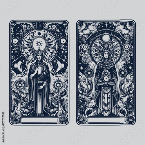 priest ouija playing card tattoo with vintage art