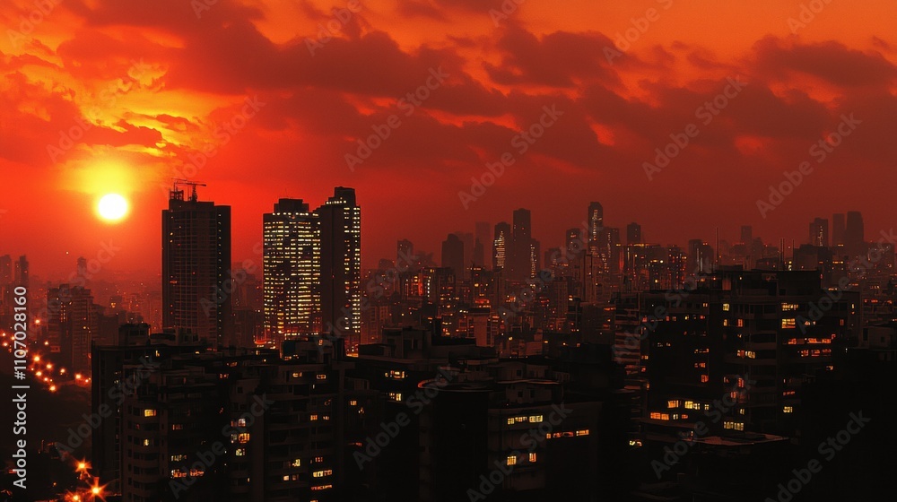 Sunset over urban skyline cityscape photography evening aerial view urban serenity Sunset over urban skyline cityscape photography evening aerial view urban serenity