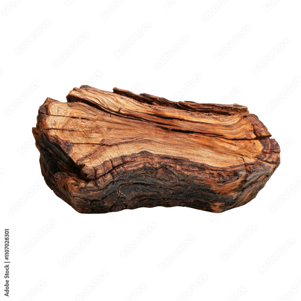 Rustic wooden log with intricate grain patterns Rustic wooden log with intricate grain patterns