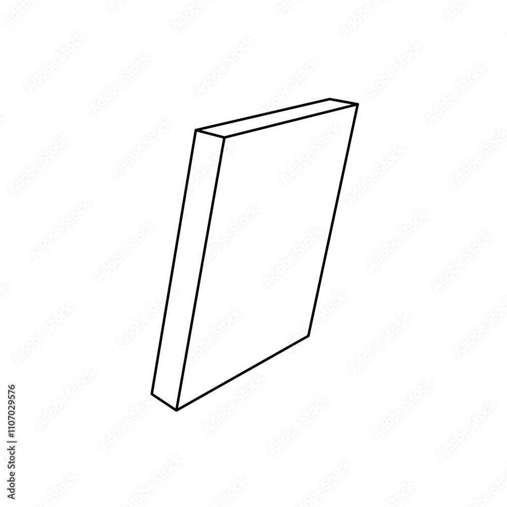 The outline of a large parallelogram symbol is made with black lines. 3D view of the object in perspective. Vector illustration on white background The outline of a large parallelogram symbol is made with black lines. 3D view of the object in perspective. Vector illustration on white background